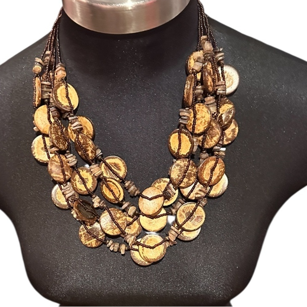 Vintage Boho Multi-Strand Brown Necklace